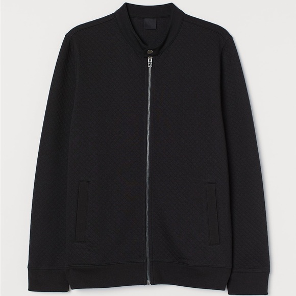 Women's H&M Quilted Black Full Zip Up Jacket Size Medium - Picture 1 of 7